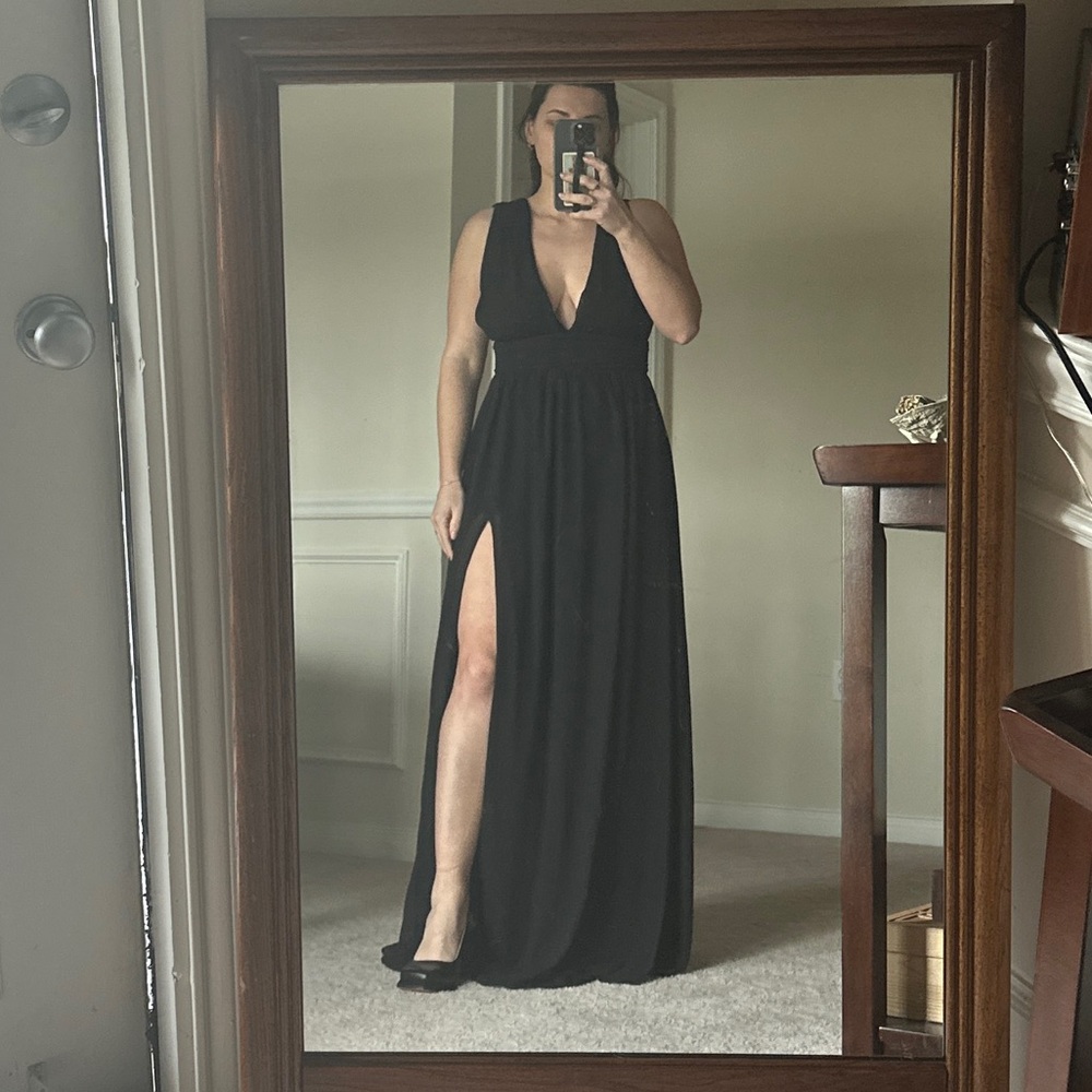 Heavenly Hues Black Formal Bridesmaid Maxi Dress size medium